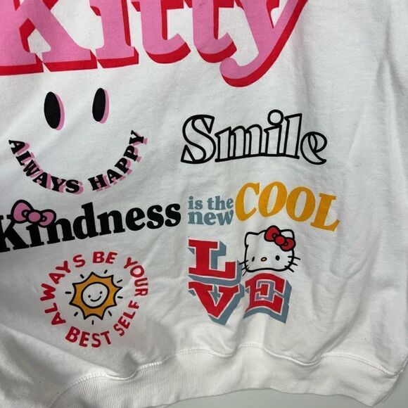 Hello Kitty Sanrio Graphic Crew Neck Sweatshirt White Pink women’s size XL - Picture 7 of 14